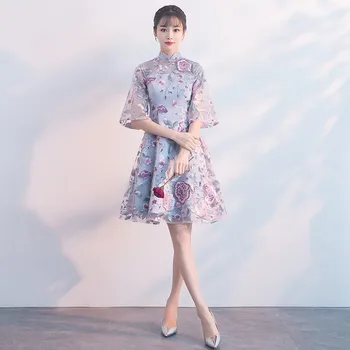Seksualus Kinijos Vestuvių Suknelė Qipao Mini Cheongsam Mados Trumpas Žalia Qi Pao Tradicinis Moterų Vakare Gown Kinijoje Nuotaka Tradicijas