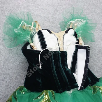 Suaugusiųjų Žalioji Fėja Profesionalių Baleto Tutus Vykdymo Etapą Romantiškas Tutu Mergaičių Šokio Kostiumai Baleto Drabužiai Moterims B1205