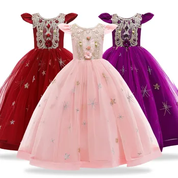 Elegantiškas 2-12Years Vaikų Mergaičių Ilgai Gėlių Šalies Kamuolys Suknelė Prom Dresses Kūdikių Gril Princesė Vestuvių Vaikus Pirmos Komunijos Suknelė