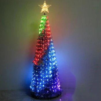 1,5 M PVC Sulankstomas Kalėdų Eglutė su Medžio Viršuje Žvaigždžių Taškų Valdymo Led Vario Viela, Medžio Šviesos 244LED