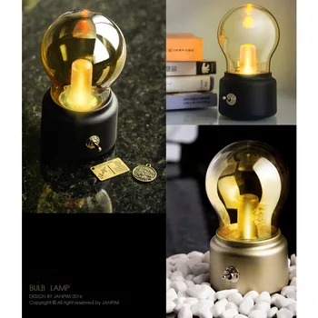 HZFCEW Retro Naktį Šviesos Stalo Lempa Žvakių Lemputė Energijos Taupymo USB Įkrovimo Šiltai Balta Atmosfera Lempa, Aukso ar Juodos FR048