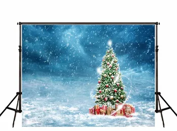 VinylBDS Mėlyna Fotografijos Backdrops simpe kalėdų eglutė boxs Foto Backdrops Snieguotas dieną romantiška Kamera Naujųjų Metų Foto Studija