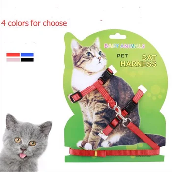 Karšto Pardavimui, 4 Spalvos Nailono Produktų Naminių Kačių Diržas Ir Diržo Reguliuojamas Pet Traukos Diržas Diržas Cat Kitten Apynasrio Apykaklės Katė