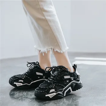 2019 Naujas Mados Storio apačioje Femmes Krepšius Marque Confort Režimas Femme Printemps Chaussures Plokštės Zapatos Mujer N1-36