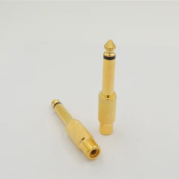 50pcs Aukso chromu padengtas aukštos kokybės garso kištuką 6.35 mm (1/4 Colio) vyrų Mono adapteris, RCA jungtis.