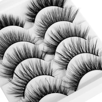 5 Poros 3D Mink Plaukų Netikrų Blakstienų Sumaišyti Stilius, Rankų darbo Natūralūs Ilgų Blakstienų Wispy Purus Daugiasluoksnės Blakstienas Daugkartinio naudojimo