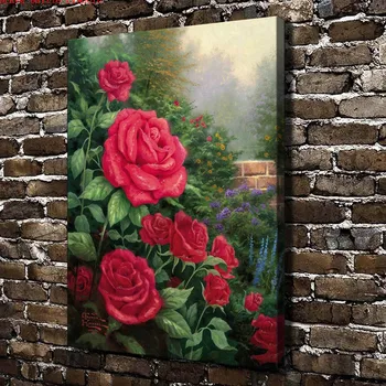 Thomas Kinkade Puikus Raudona Rožė, Gėlės, Paveikslai Tapyba Spausdinti Kambarį Namų Dekoro Modernios Sienos Meno Aliejaus Tapybai Plakatas