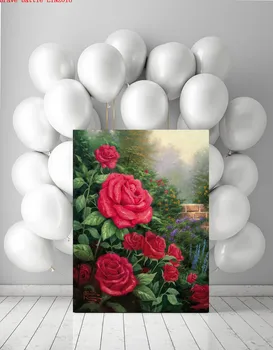 Thomas Kinkade Puikus Raudona Rožė, Gėlės, Paveikslai Tapyba Spausdinti Kambarį Namų Dekoro Modernios Sienos Meno Aliejaus Tapybai Plakatas