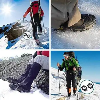 Lauko alpinizmo 19-Dantų neslidus Ledo ir Sniego Laipiojimo Pėsčiųjų Padengti Smaigalys Trinkeles Crampon mangano plieno Anti-slip Kaliošas