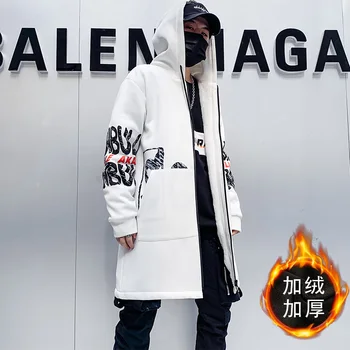 Korėjos Stiliaus Drabužius Vyrams Ilgai Gobtuvu Tranšėjos Paltai Vyrams Žiemos Gothic Punk Vyrai Ilgai Vyrai Striukė Kailio Paltas Dropshipping