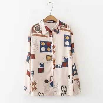 Retro Spausdinimo Prarasti ilgomis rankovėmis Marškinėliai Moterims Rudens Striukė Honkongo Stiliaus Dizaino Prasme