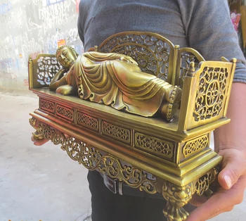 46cm didelės # GERAS Sakyamuni BUDOS # Pietryčių Azijoje, Tailandas namų veiksmingą šeimos palaiminimą, aukso, vario sėdima Budos statula