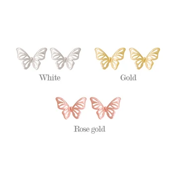 3 Spalvų Rose Gold Elegantiškas Drugelis 925 Sterlingas Sidabro Auskarai Moterims, Paprastas Mažas Papuošalai Mergina Didmeninė oorbellen