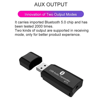 USB Bluetooth 5.0 Imtuvas 3.5 mm Jack HIFI Stereo Audio Adapteris TELEVIZIJA PC Speakers