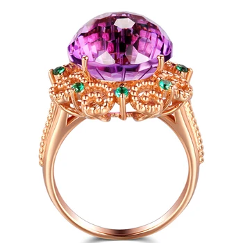 Mados Vestuvių Žiedas Su Violetine Cirkonis Akmuo, Elegantiškas, Spalvingas Suktinis Gėlių Lapų Vestuvės Vestuvinis Pažadas Žiedai Moterims