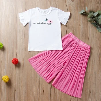 Vasaros Bamblys Baby Girl Trumpas Rankovės marškinėliai Palaidinė Viršūnes Visoje Ziajać Kojos Kelnės Atsitiktinis Komplektus
