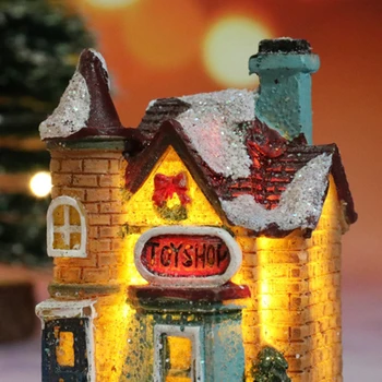 Apšviesta Kalėdinė Dekoracija LED Miniatiūriniai Namas Kaime Kūrimo Rinkinys, Papuošalai