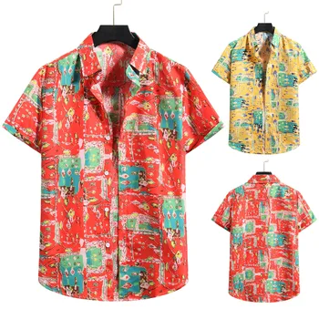 Mados Vyrų Vasaros Marškinėliai Paplūdimys Stiliaus Megztinis Trumpomis Rankovėmis Havajų Paplūdimyje Gėlių Atsitiktinis, Patogūs Marškinėliai Vyrams Atvartas Marškinėliai 2021