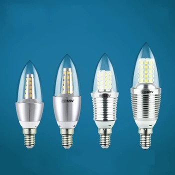 YANGHANG LED E14 Lemputė 5W 220V 9W 7W Aukso, Sidabro Aliuminio Žvakė, Lempa, Šviesos Kristalų Liustra nemokamas pristatymas