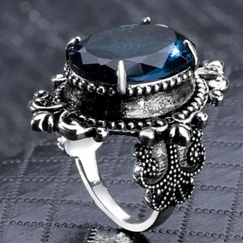 Mados Žąsies Kiaušinio formos Jūros Mėlyna CZ Akmens Žiedas Crystal Žiedą, Moterims Vestuvių Dalyvavimo Šalies Žiedas Papuošalai Dovana