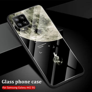 Grūdintas Stiklas Case For Samsung Galaxy A42 A12 A72 A52 5G Galinį Dangtelį Atveju Galaxy A42 5G Silikono Krašto Atveju Padengti A12 5G