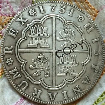 1731 Ispanija 8 Reales kopijuoti monetas