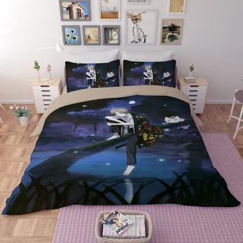 3pcs juoda naktis Patalynės komplektai minkšta antklodė padengti patogi minkšta antklode padengti Animacinių filmų anime pagalvių užvalkalai naujas stilius patalyne