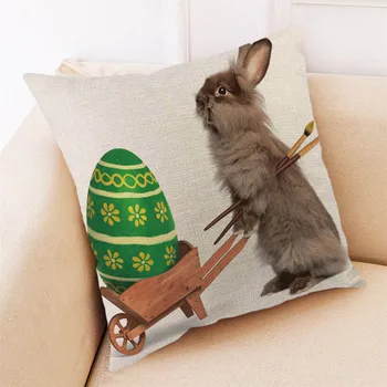 Easter Bunny Rabbit Pagalvėlė Padengti Medvilnės Skalbiniai 45X45CM Pagalvės užvalkalą Mielas Velykų Kiaušinis Vištą Dekoratyvinę Pagalvę padengti Sofa Namų Dekoro