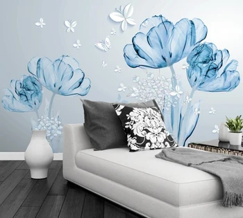 Papel de parede 3d mėlyna gėlė sienos paprasti tapetai,svetainė, miegamasis, sofa-lova, TV sienos, virtuvės sienos dokumentų namų dekoro restoranas