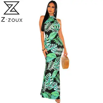 Z-ZOUX Moterų Suknelė be Rankovių Gėlių Šifono Bohemijos Suknelės Sexy Ilga Spausdinti Gėlių Maxi Suknelė Didelio Dydžio Bohemian Suknelės 2020 m.