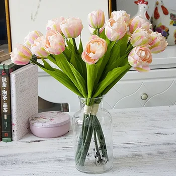 6pcs/Puokštė prancūzijos Tulpės Dirbtinių Gėlių, Vestuvių Šalies Namų, Sodo Puošmena Šilko Tulpių Rankose Laikydami Netikrą Gėlės