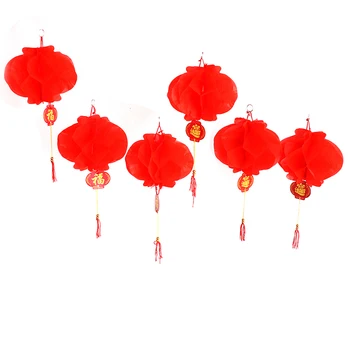 6pcs Nauji metai 2020 Metai Popierius Žibintai Kinų Festivalyje Raudonųjų Žibintų Pakabukas Kalėdų Papuošalų, Namų Puošyba, Žibintai