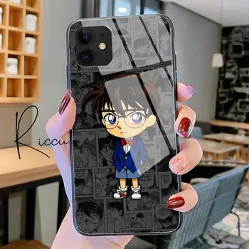 Japonų anime, detektyvas Conan Telefono dėklas Grūdintas Stiklas iPhone 11 Pro XR XS MAX 8 X 7 6S 6 Plus SE 12 Pro Max Mini atveju