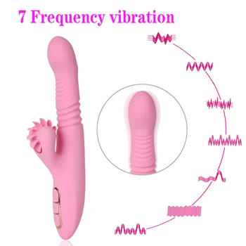 7 Greičių Automatinė Teleskopinis G-Spot Šildymo Vibratorius Sekso Klitorio Stimuliatorius Kalba Roller Dildo Vibratorius Suaugusiųjų Žaislai Moterims
