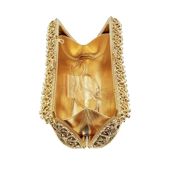 Aukso metalo aukso akmuo ponios vakarą sankabos krepšiai vestuvių vakarą maišelį moteris rankinės, piniginės(8742A-G)
