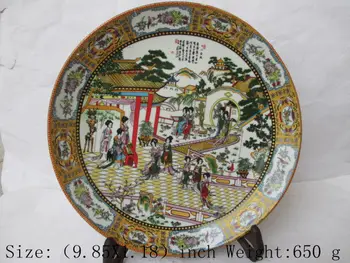 Klasikinis kinų svajonė raudona dvarų. (dvylika auksinių plaukų pin) porceliano plokštė