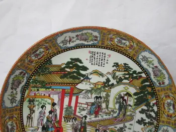Klasikinis kinų svajonė raudona dvarų. (dvylika auksinių plaukų pin) porceliano plokštė