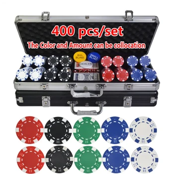 100vnt-500pcs/set ABS Pokerio Žetonus, Monetas, Texas Hold ' em Pokerio Žaidimai Pokerio Žetonų Rinkiniai, Aliuminio Lagaminas 5 Spalvų 11.5 g/vnt.