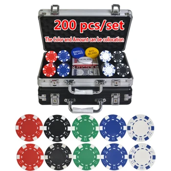 100vnt-500pcs/set ABS Pokerio Žetonus, Monetas, Texas Hold ' em Pokerio Žaidimai Pokerio Žetonų Rinkiniai, Aliuminio Lagaminas 5 Spalvų 11.5 g/vnt.