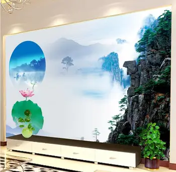 3d kambario tapetai užsakymą freskos neaustinių siena lipdukas lotus Kinijos vėjo peizažas photo 3d sienų freskomis tapetai