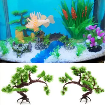 1pc Dirbtinės Plastikinės Bonsai Pušis Akvariumas Bonsai Ornamentu Žuvų Bakas Dirbtinis Pušis Augalų Akvariumo Dekoras Produktus