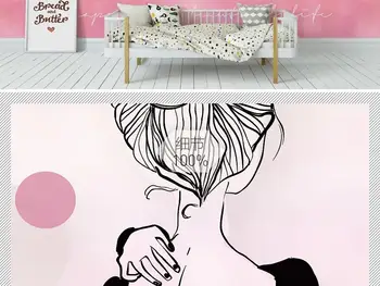 Naujas Custom 3D Didelės Freskos Tapetai Origina Nordic in pink baleto mergina vaikų kambarys, TV Foną gyvenimo Miegamasis