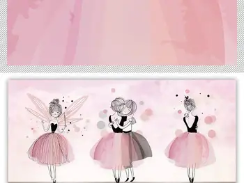 Naujas Custom 3D Didelės Freskos Tapetai Origina Nordic in pink baleto mergina vaikų kambarys, TV Foną gyvenimo Miegamasis