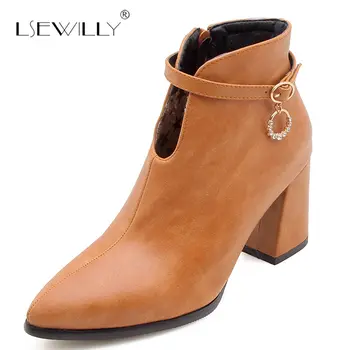 Lsewilly Batai 2018 m. moteris rudens-žiemos aukšti kulniukai batai mados pažymėjo tne užtrauktuko dizainas trumpas batai, didelis dydis 32-47 S668