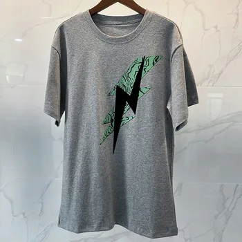 2020 metų vasaros naują spausdinimo žaibo projektavimo grynos medvilnės marškinėlius moterų atsitiktinis apvalios kaklo trumpomis rankovėmis T-shirt grafikos tees