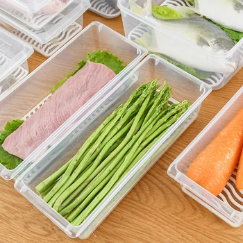 Japonija Maistą Šviežią Storage Box Konteineriai, Virtuvės Šaldytuvas Organizatorius Atveju Nuimamas Nutekėjimo Plokštelės Dėklas Vaisių, Daržovių, Mėsos, Žuvies