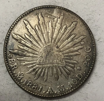 1881 (Mo AM) Meksika 8 Reales Sidabro Padengtą Kopijuoti Monetos