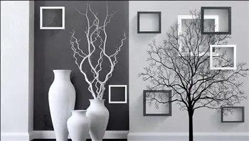 3d tapetai užsakymą freskos neaustinių foto Šiuolaikinio Meno juoda balta vaza tapybos kambario tapetų sienos 3d sienų freskomis tapetai