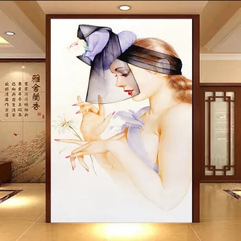 Dropship Užsakymą Foto Tapetai Kinų Stiliaus Seksuali Moteris Tapetai, Freskos Kambarį Carta Da Parati Namų Tobulinimas