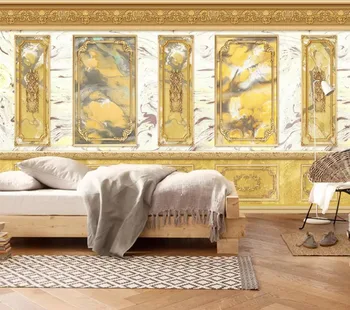 [Lipnios] 3D Aristokratų Aukso Stiliaus Fonas 6 tapetų Sienos freskos Spausdinti Decal Sienų Freskomis